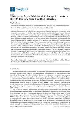 Mahāmudrā Lineage Accounts in the 12Th-Century Xixia Buddhist Literature