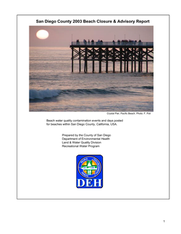 2003 Beach Closure Report