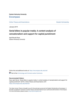 Serial Killers in Popular Media: a Content Analysis of Sensationalism and Support for Capital Punishment