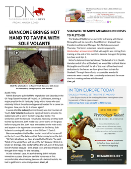 Biancone Brings Hot Hand to Tampa with Sole Volante