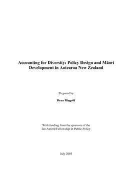 Policy Design and Māori Development in Aotearoa New Zealand