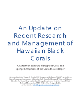 III. Black Coral Fishery Management
