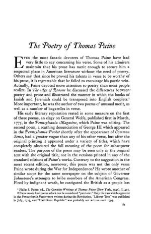 The 'Poetry of Thomas Paine
