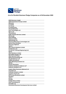 A to Z of Scottish Business Pledge Companies As of 04 November 2020