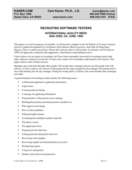 Interviewing Software Testing Job Candidates