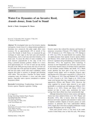 Water-Use Dynamics of an Invasive Reed, Arundo Donax, from Leaf to Stand
