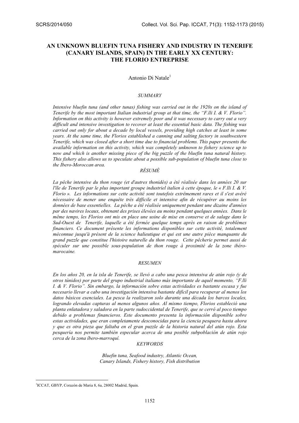 An Unknown Bluefin Tuna Fishery and Industry in Tenerife (Canary Islands, Spain) in the Early Xx Century: the Florio Entreprise