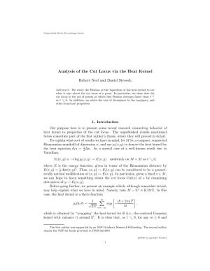 Analysis of the Cut Locus Via the Heat Kernel