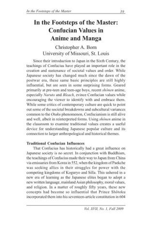 In the Footsteps of the Master: Confucian Values in Anime and Manga Christopher A