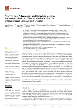 New Trends, Advantages and Disadvantages in Anticoagulation and Coating Methods Used in Extracorporeal Life Support Devices