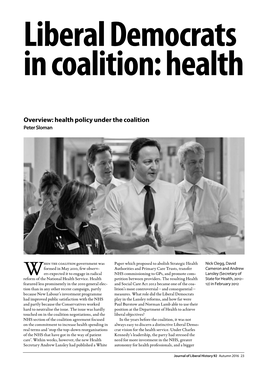Overview: Health Policy Under the Coalition Peter Sloman