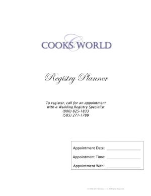 Cooks' World Registry Planner