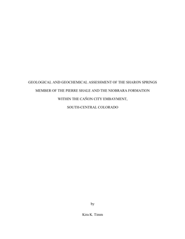 Geological and Geochemical Assessment of the Sharon Springs