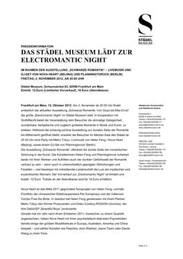 Das Städel Museum Lädt Zur Electromantic Night