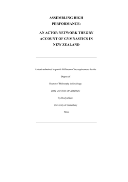 An Actor Network Theory Account of Gymnastics in New Zealand