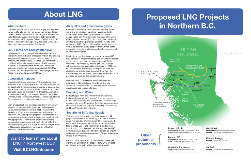 Proposed LNG Projects in Northern B.C. About