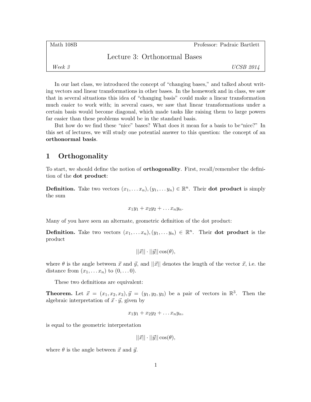 Orthonormal Bases