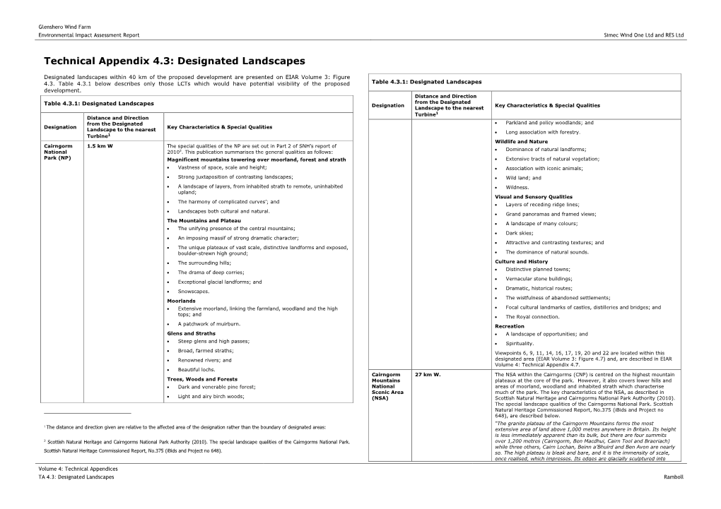 Technical Appendix 4.3: Designated Landscapes