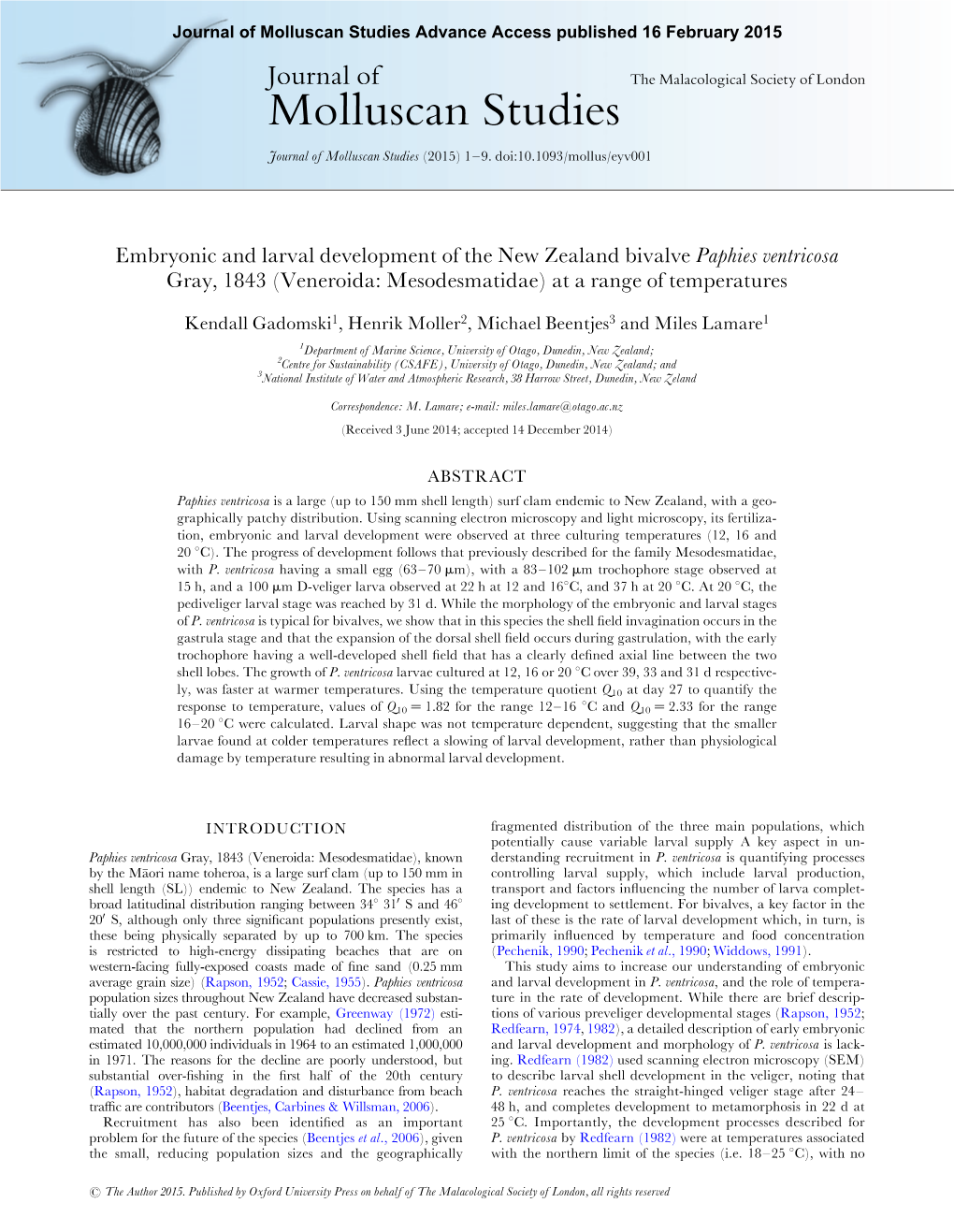 Embryonic & Larval Development Gadomski.Pdf (646.7