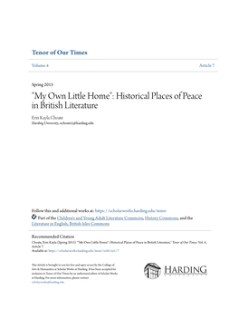 Historical Places of Peace in British Literature Erin Kayla Choate Harding University, Echoate1@Harding.Edu