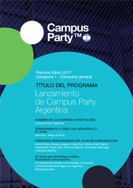 Lanzamiento De Campus Party Argentina