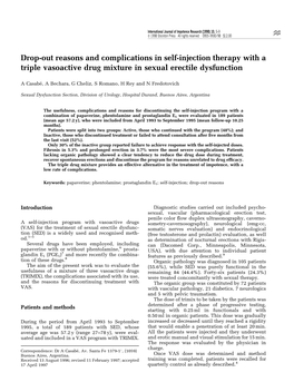 Drop-Out Reasons and Complications in Self-Injection Therapy with a Triple Vasoactive Drug Mixture in Sexual Erectile Dysfunction