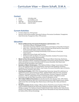 Curriculum Vitae — Glenn Schaft, D.M.A