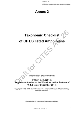 Annex 2 Taxonomic Checklist of CITES Listed Amphibians
