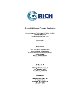 Brownfield Cleanup Program Application
