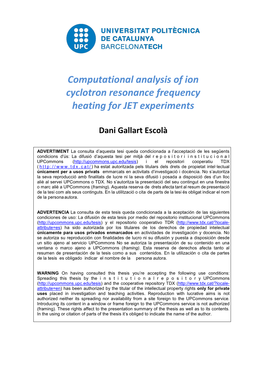 Computational Analysis of Ion Cyclotron Resonance Frequency Heating for JET Experiments