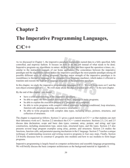 Chapter 2 the Imperative Programming Languages, C/C++