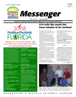 Summer 2008 OFFICIAL NEWSLETTER of the FLORIDA BICYCLE ASSOCIATION, INC