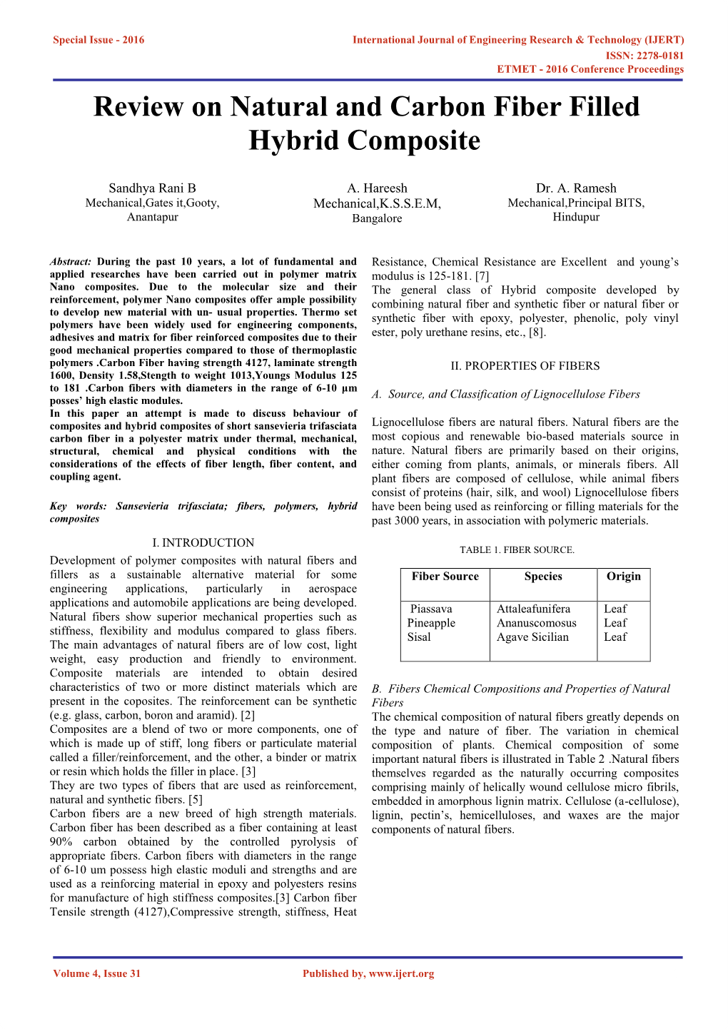 Review on Natural and Carbon Fiber Filled Hybrid Composite