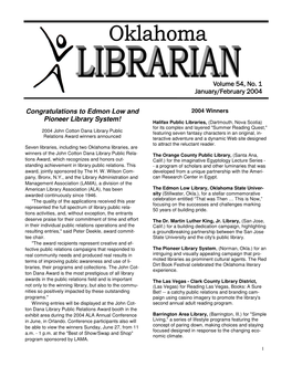 Oklahoma Librarian January and February 2004.Pub