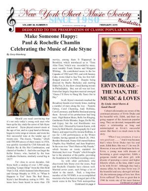 New York Sheet Music Society We Have Many Great Programs Planned for the Rest of the Season