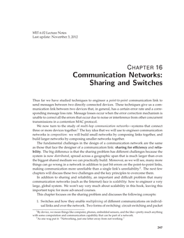 Communication Networks: Sharing and Switches