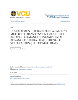 Development of Rapid Die Wear Test Method for Assessment of Die Life and Performance in Stamping of Advanced/Ultra High Strength