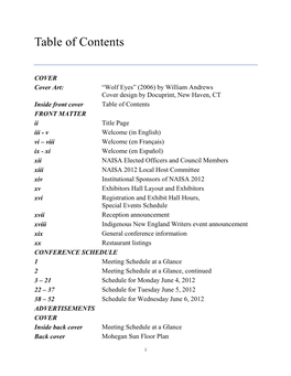 Table of Contents