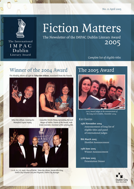 Fiction Matters the Newsletter of the IMPAC Dublin Literary Award 2005