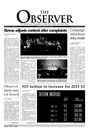 Revue Adjusts Content After Complaints ND Tuition to Increase