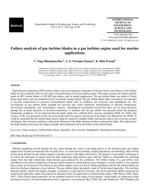 Failure Analysis of Gas Turbine Blades in a Gas Turbine Engine Used for Marine Applications