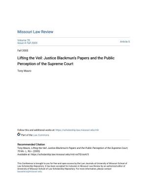 Justice Blackmun's Papers and the Public Perception of the Supreme Court