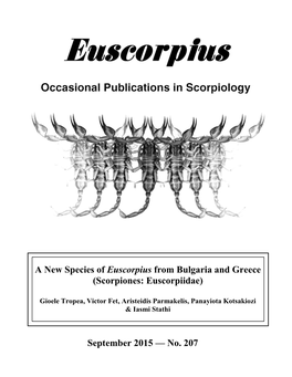 A New Species of Euscorpius from Bulgaria and Greece (Scorpiones: Euscorpiidae)