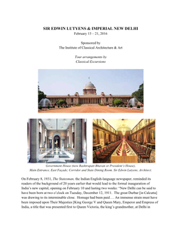 Sir Edwin Lutyens & Imperial New Delhi