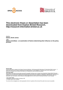 This Electronic Thesis Or Dissertation Has Been Downloaded from Explore Bristol Research