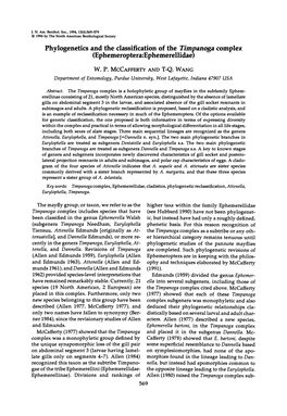 Phylogenetics and the Classification of the Timpanoga Complex (Ephemeroptera:Ephemerellidae)