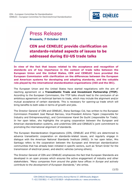 Press Release Brussels, 7 October 2013