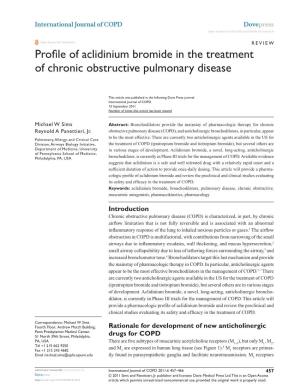 Profile of Aclidinium Bromide in the Treatment of Chronic Obstructive Pulmonary Disease