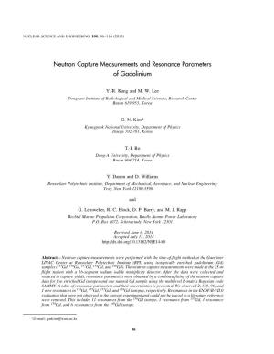 Neutron Capture Measurements and Resonance Parameters of Gadolinium