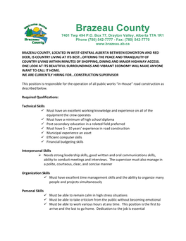 Brazeau County 7401 Twp 494 P.O